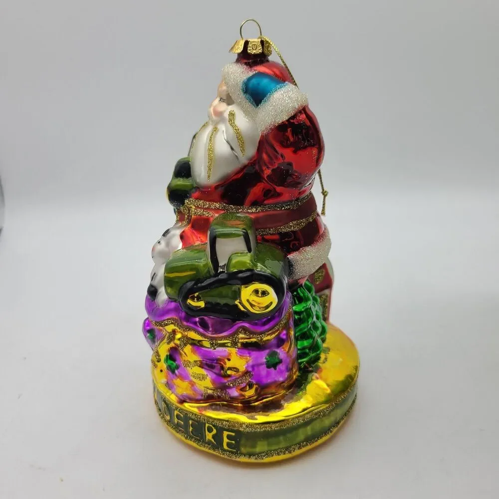 John Deere & Cobane Studio Santa's Joy handmade-painted glass Ornament limited
